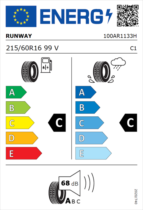 Tyre Label for Runway Enduro HP 215/60R16 99V